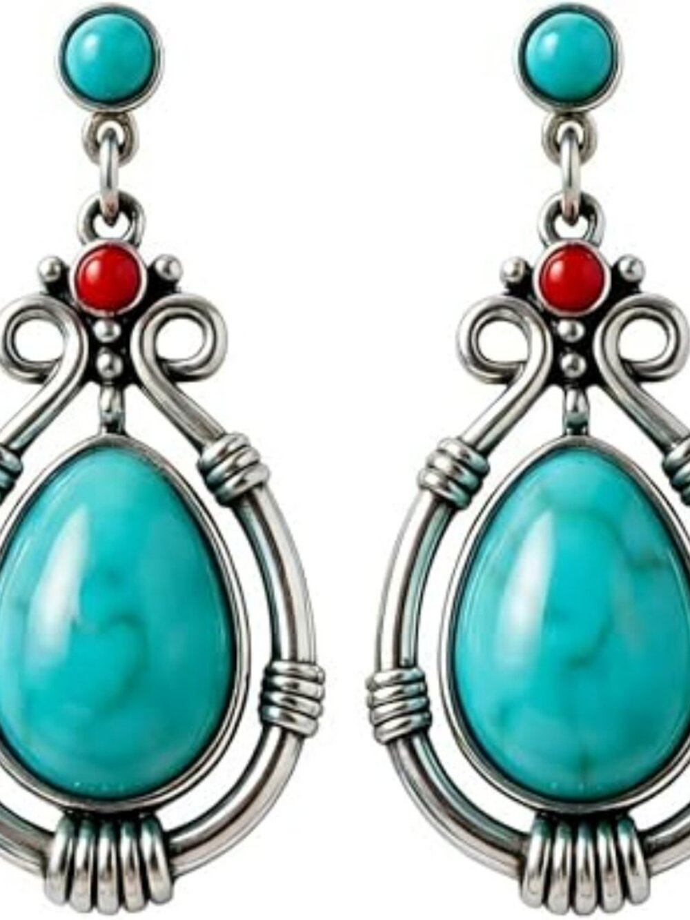 New Bohemian Earrings Handmade Tassel Earrings with Turquoise Long Drop Stone